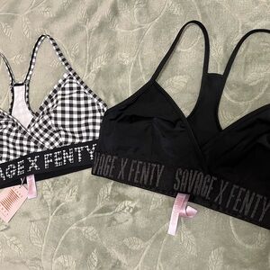 Savage X Fenty Black and Checkered Bralette Set